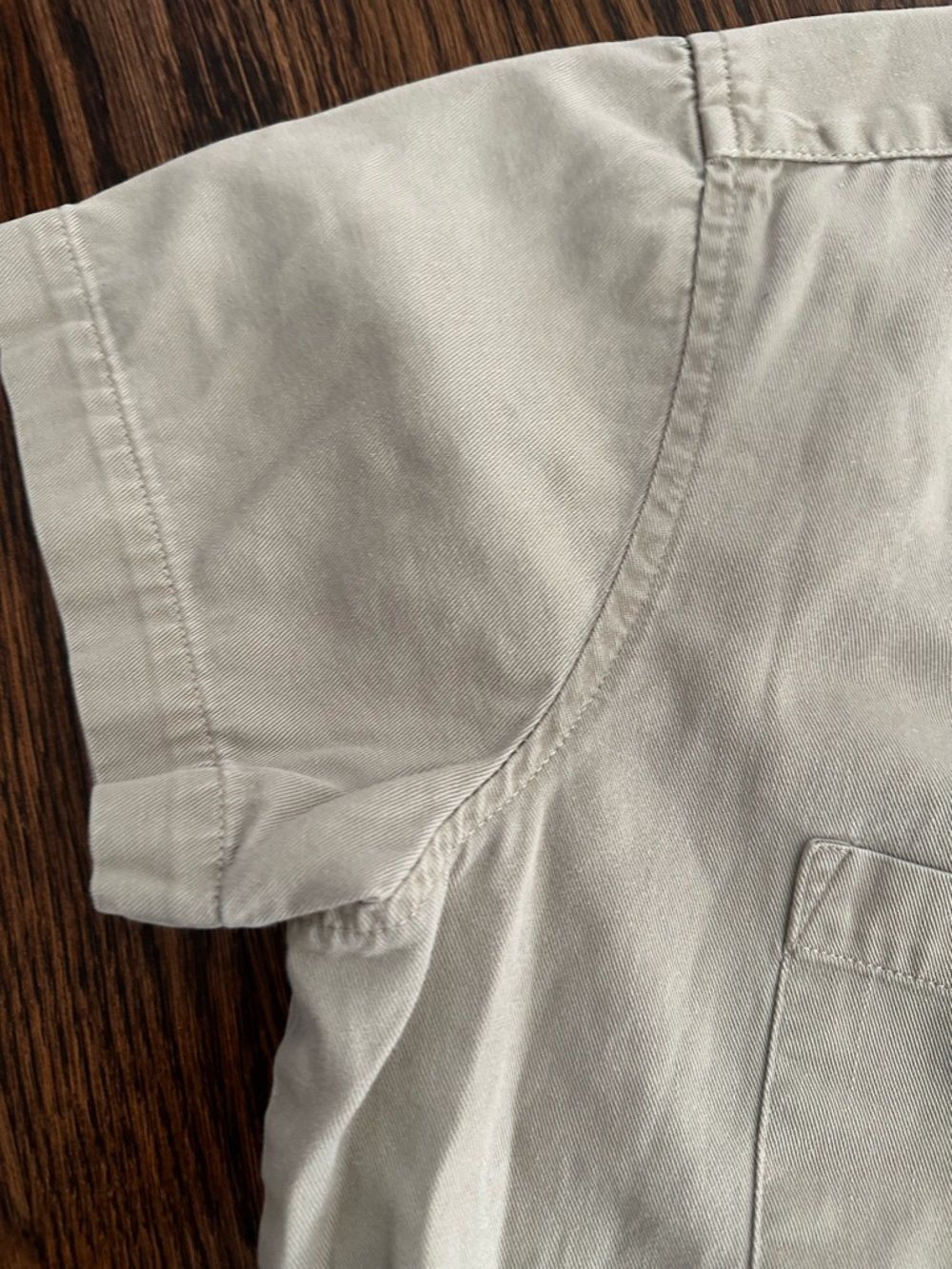 Basic Editions Light Khaki Cotton Short-Sleeve Button-Up Shirt Women's L - Picture 5 of 13